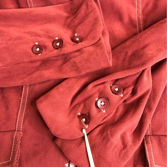 Studio I Retro Style Contrast Stitch Wide Lapel Rust Jacket Pockets Women 16 - Picture 12 of 13